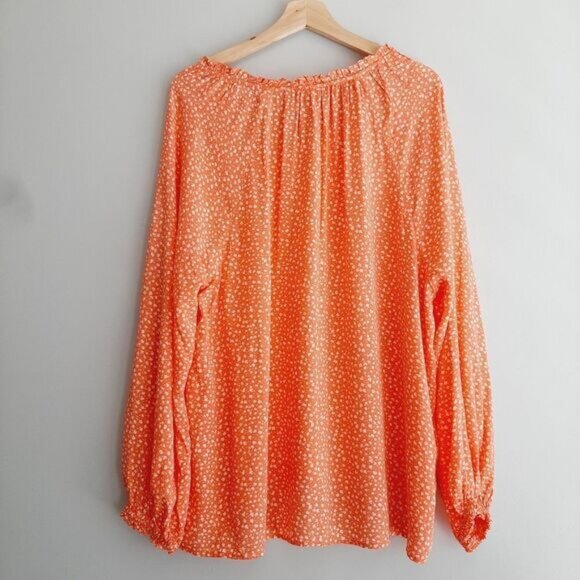 OLD NAVY Long Sleeve Light Flowy Pink Ditsy Floral Blouse Sz XL - Picture 8 of 13